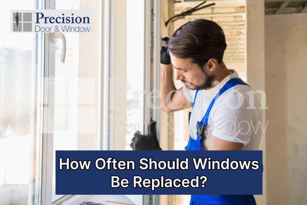 Worker Inspecting Window Frame For Potential Replacement In Home Setting.