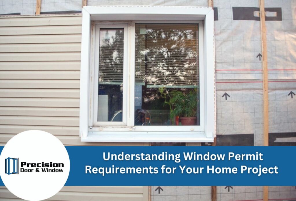 Home Window Installation With Precision Door &Amp; Window Logo And Permit Guide Text